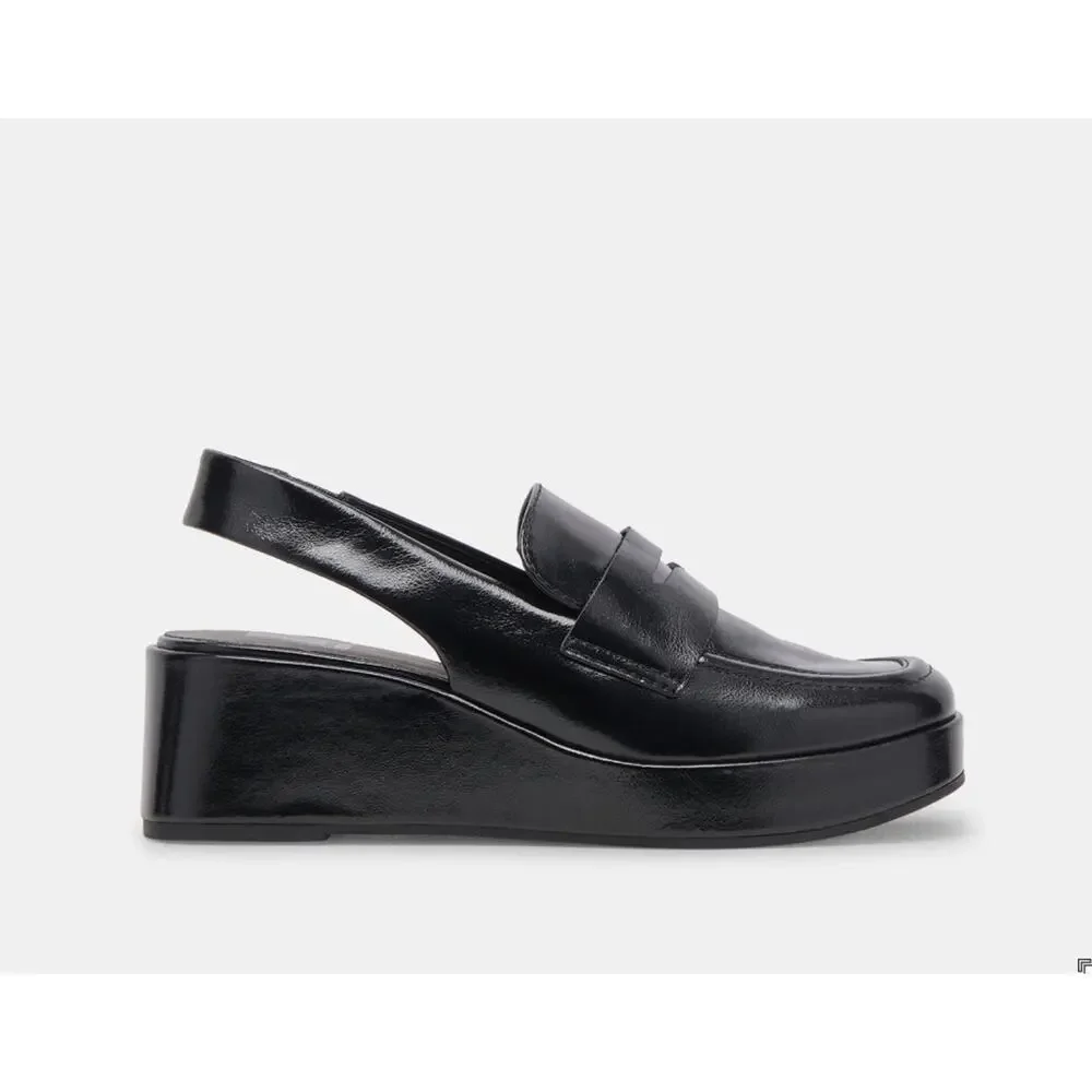 Dolce Vita Nada Black Crinkle Patent Loafer 9